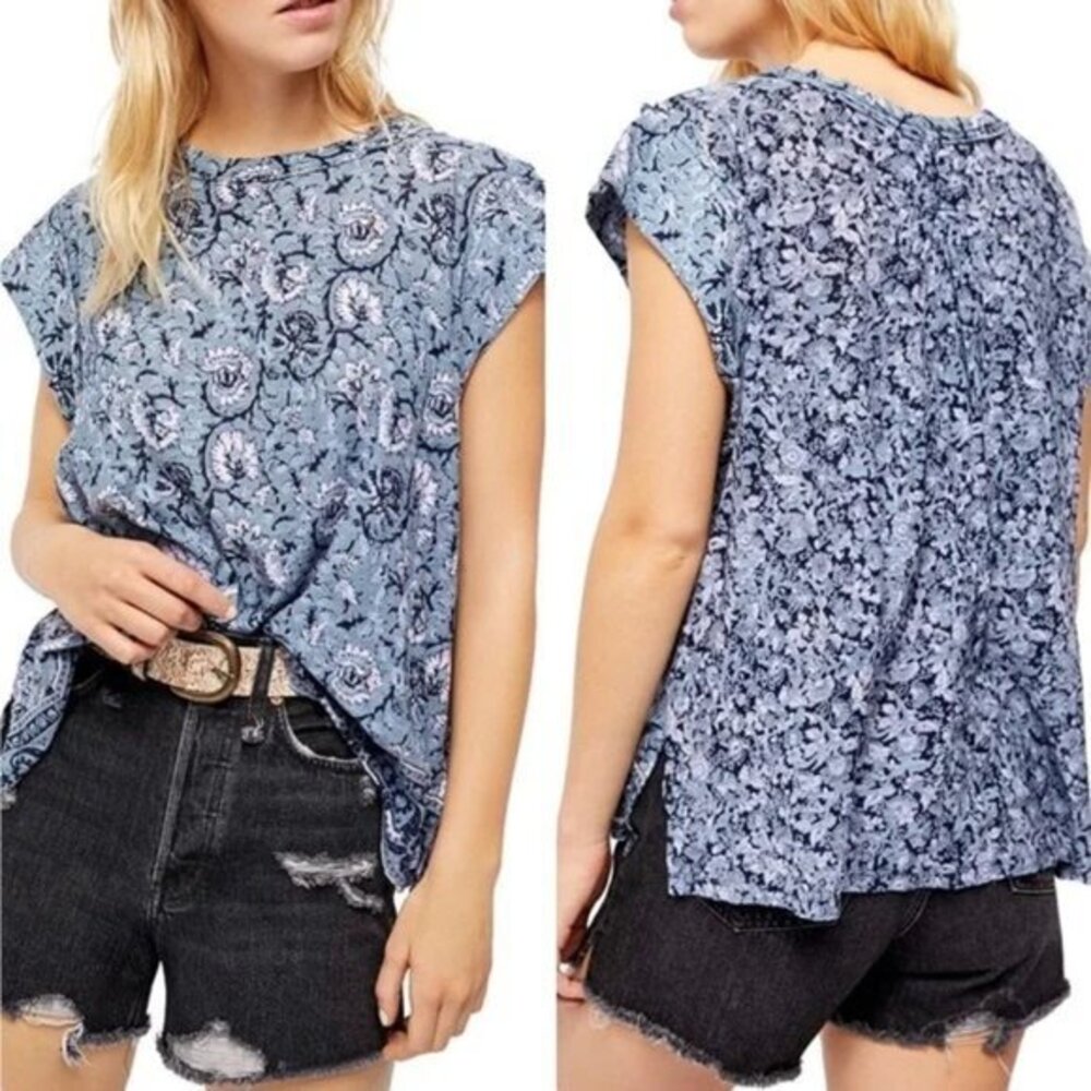 Free People High Tide Dual Print Top. XS